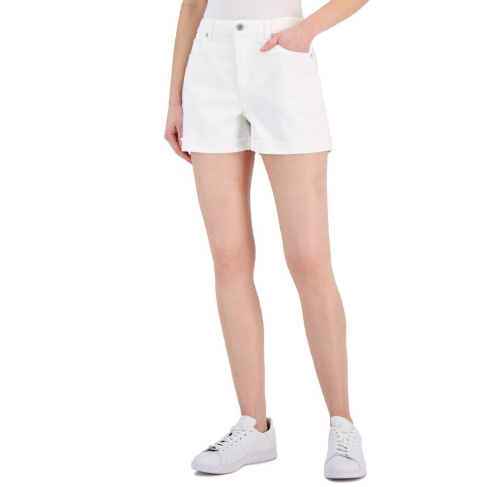 I.N.C. International Concepts Women's White High-Rise Cuffed Denim Shorts NWT